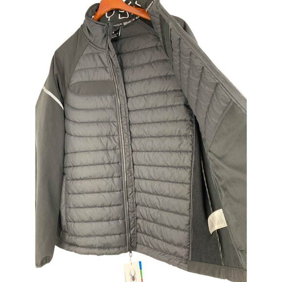 Spyder Mens XL Black Sweater Jacket Full-Zip Lightweight Water Wind RT10289 - Picture 4 of 14